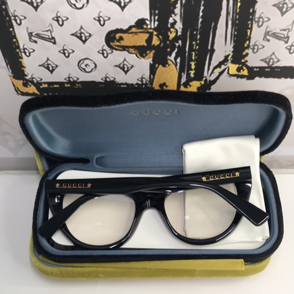 NEW Authentic Gucci GG1172O 001/004 Black & Gold Cat Eye Glasses - Picture 12 of 14